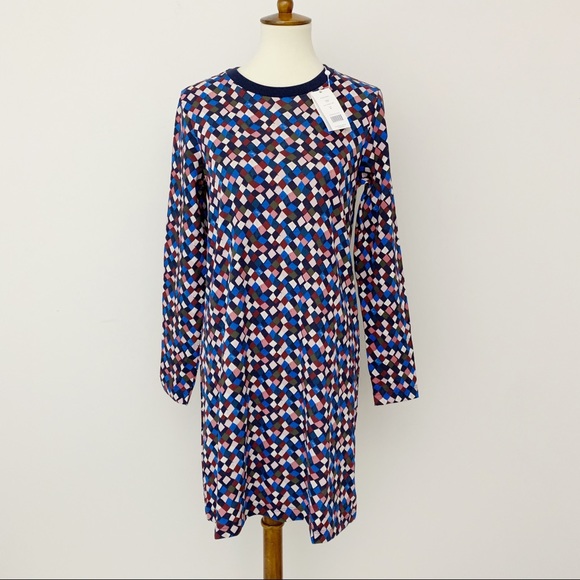 Tory Burch Maggie Shift Dress in Navy Prism Print - Picture 3 of 7